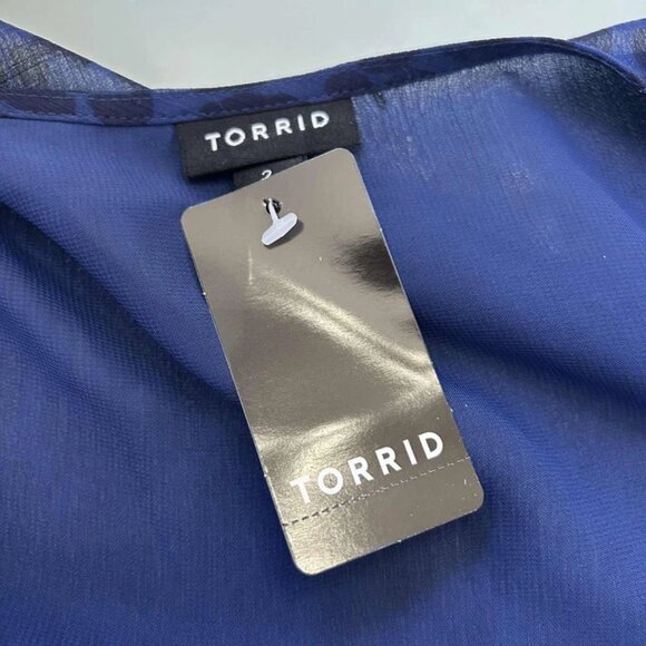 NEW Torrid Chiffon Ruffled Women's Navy Leopard Blouse Top 2X / 18-20 - Picture 4 of 8